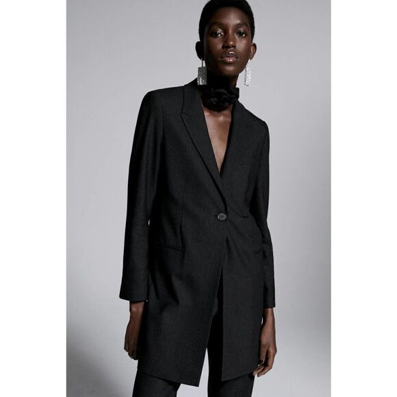 ZARA STUDIO LIMITED EDITION WOOL BLEND STRIPED BLAZER NEW - Picture 7 of 8